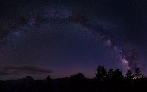 Preview wallpaper starry sky, trees, milky way, california, usa