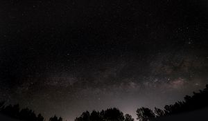 Preview wallpaper starry sky, trees, night, dark