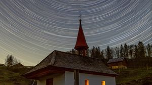 Preview wallpaper stars, freezelight, church, night