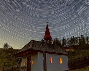 Preview wallpaper stars, freezelight, church, night