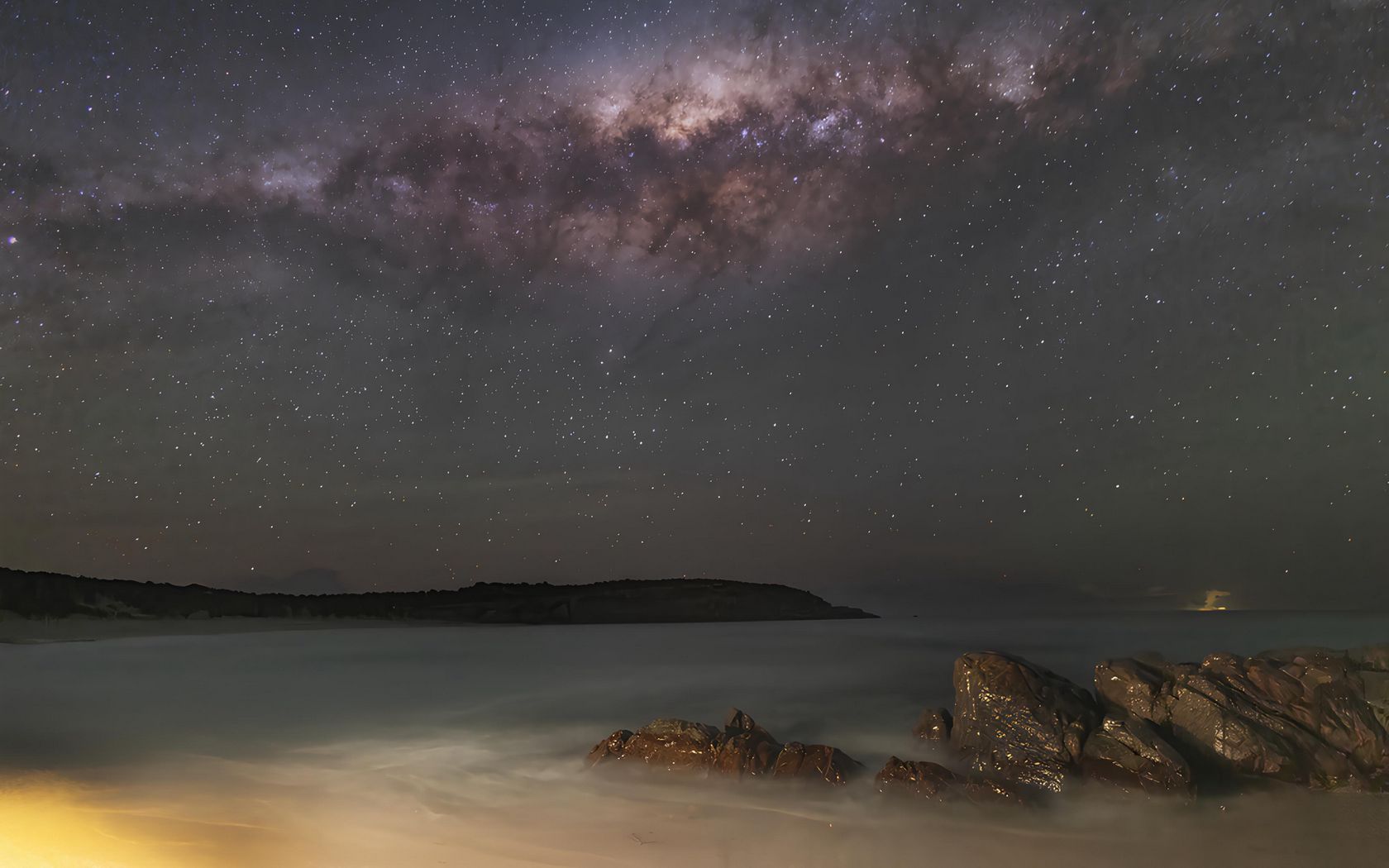 1680x1050 Wallpaper stars, galaxy, sky, sea, night
