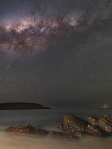Preview wallpaper stars, galaxy, sky, sea, night