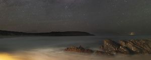 Preview wallpaper stars, galaxy, sky, sea, night