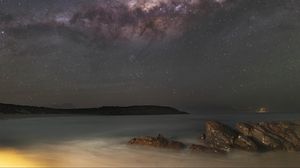Preview wallpaper stars, galaxy, sky, sea, night