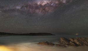Preview wallpaper stars, galaxy, sky, sea, night
