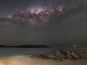 Preview wallpaper stars, galaxy, sky, sea, night