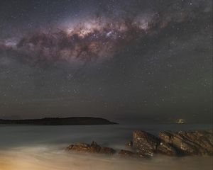 Preview wallpaper stars, galaxy, sky, sea, night
