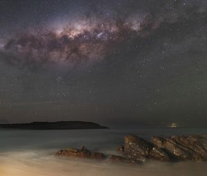 Preview wallpaper stars, galaxy, sky, sea, night
