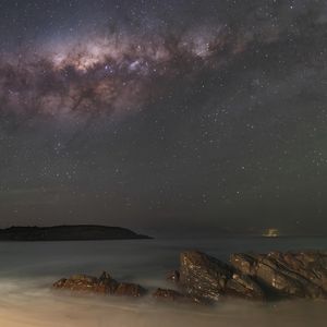 Preview wallpaper stars, galaxy, sky, sea, night