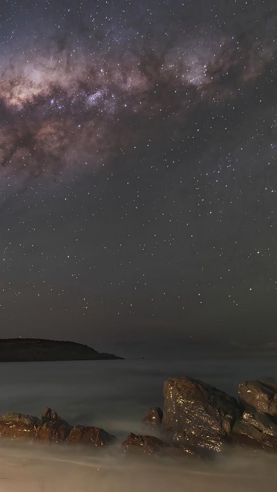 540x960 Wallpaper stars, galaxy, sky, sea, night