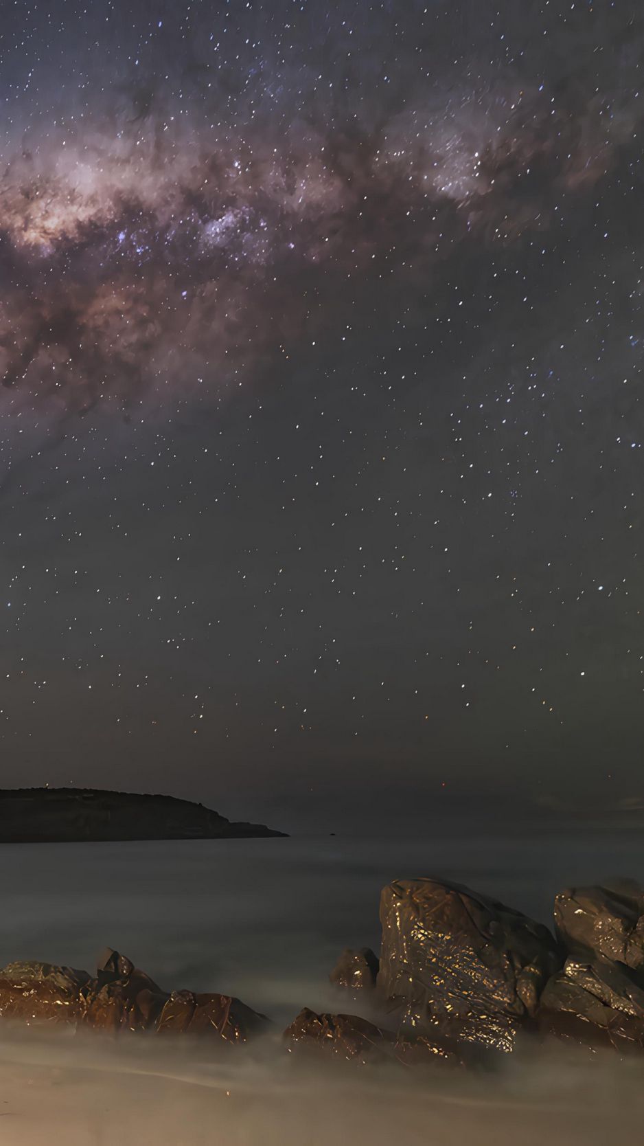 938x1668 Wallpaper stars, galaxy, sky, sea, night
