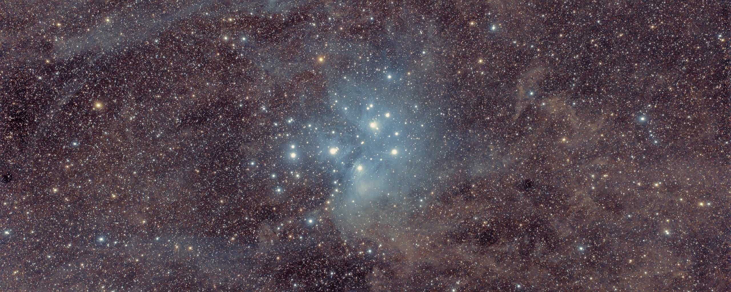 2560x1024 Wallpaper stars, glitter, glow, space, dark