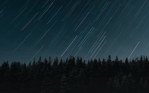 Preview wallpaper stars, long exposure, movement, forest, night