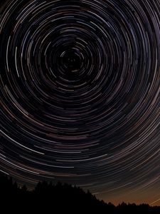 Preview wallpaper stars, long exposure, rotation, trees, silhouettes, night