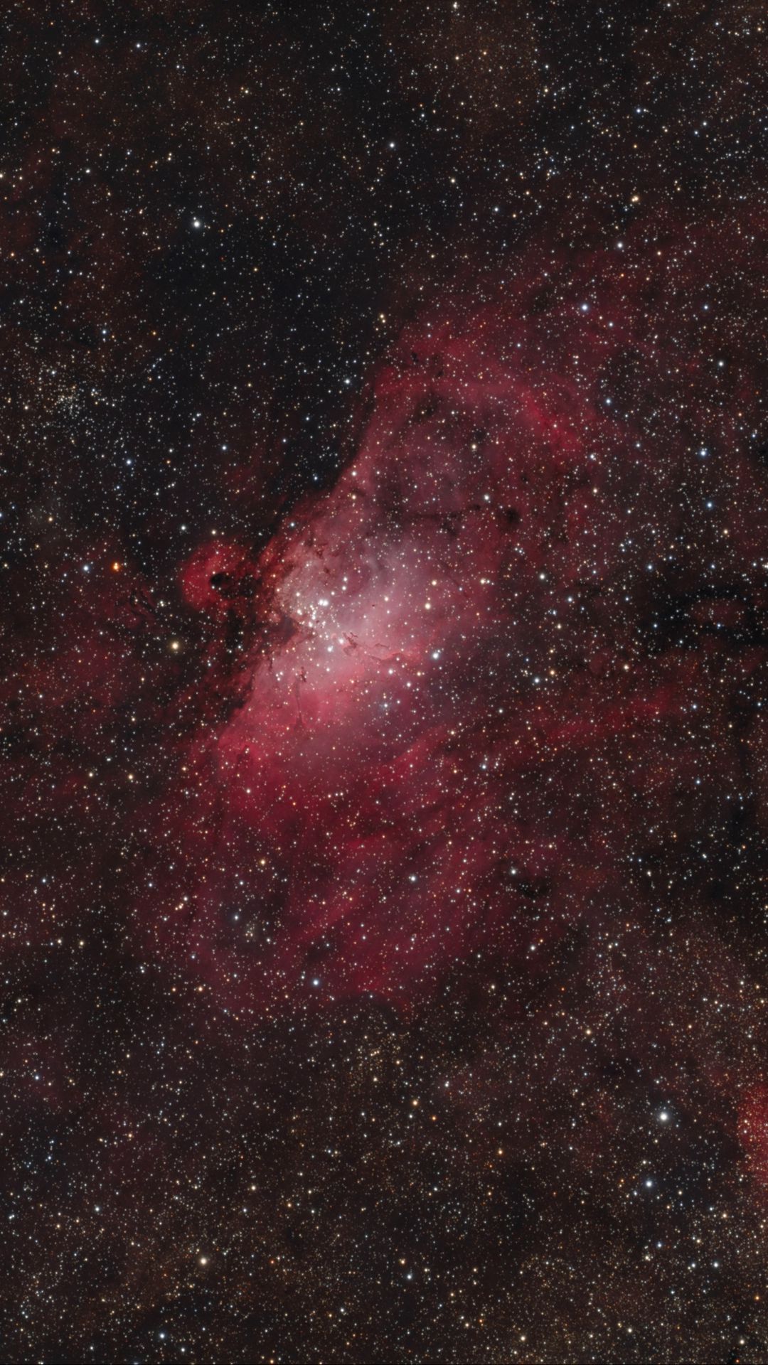 1080x1920 Wallpaper stars, nebulae, glitter, red, dark, space