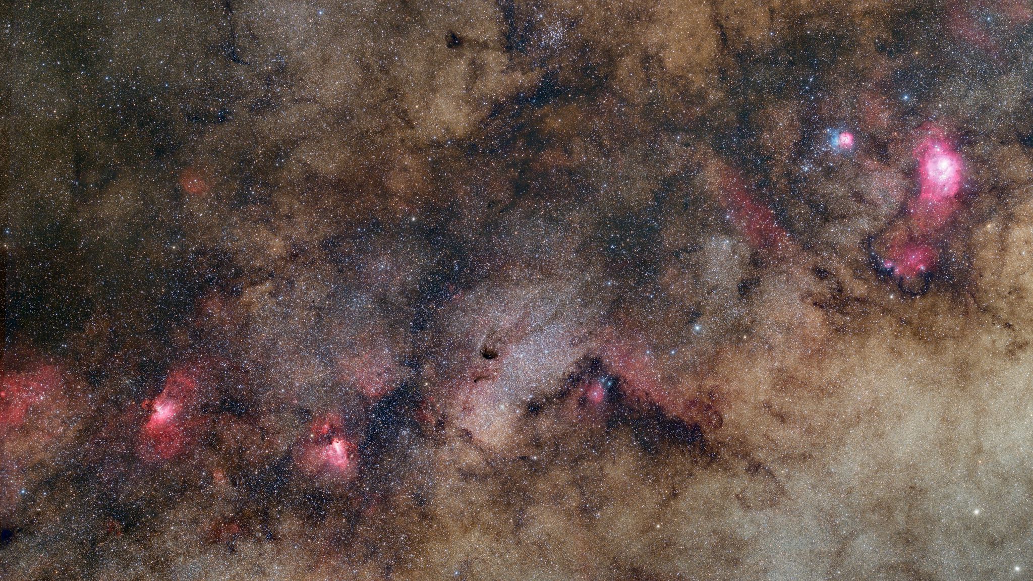 2048x1152 Wallpaper stars, nebulae, space, dark, clouds