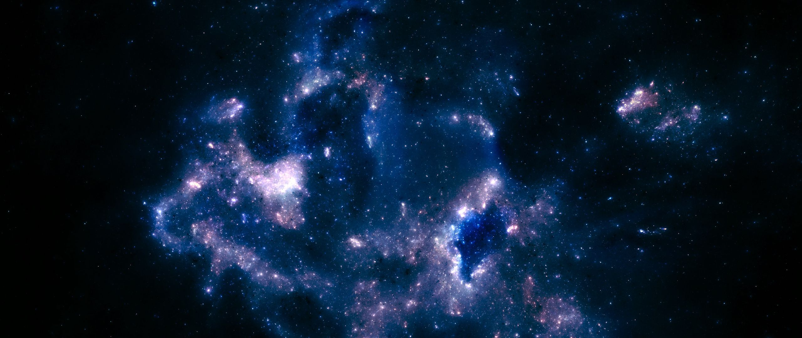 Download wallpaper 2560x1080 stars, shroud, nebula, starry sky, space