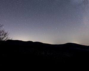 Preview wallpaper stars, sky, night, hill, dark