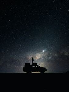 Preview wallpaper stars, sky, space, car