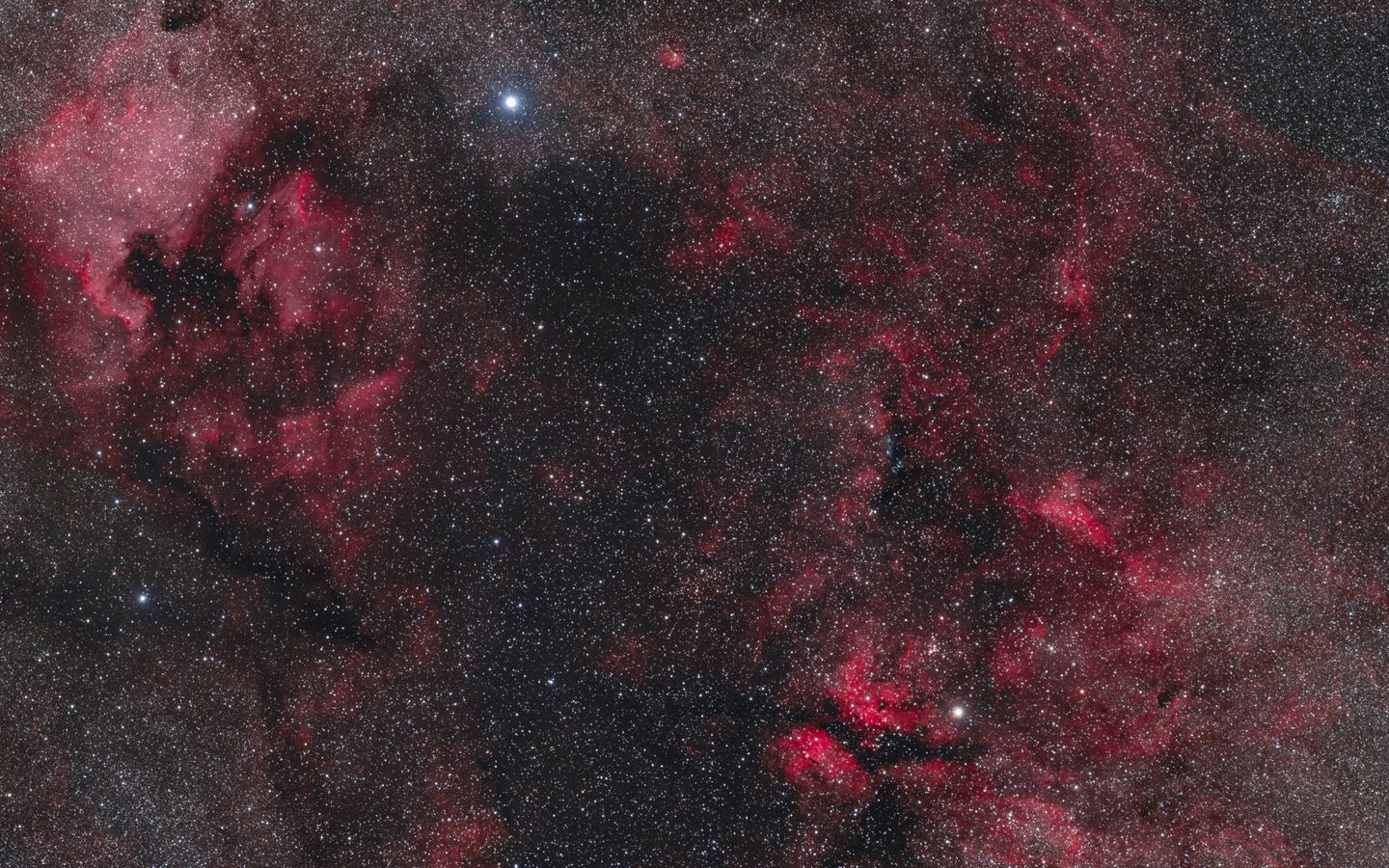 1440x900 Wallpaper stars, space, nebula, universe, red, dark