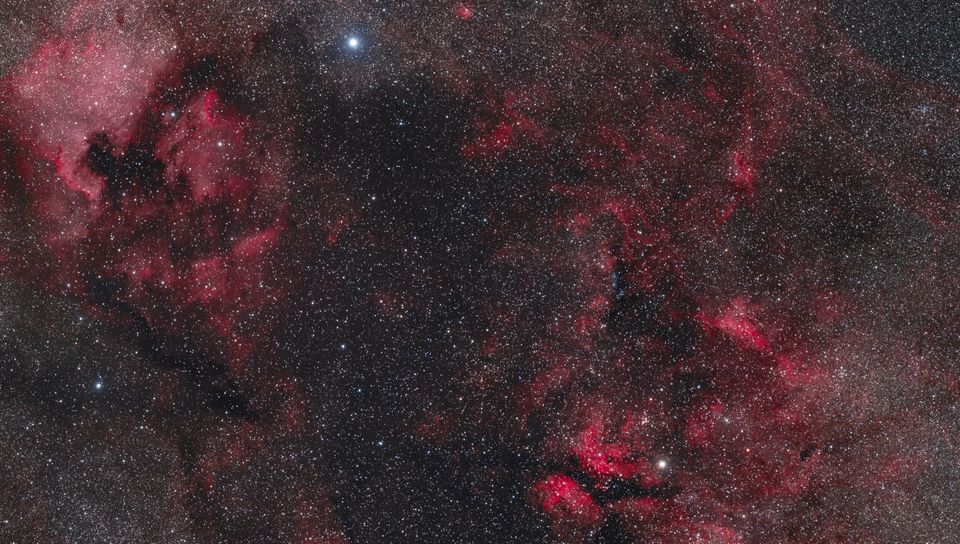 960x544 Wallpaper stars, space, nebula, universe, red, dark