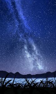 Preview wallpaper stars, starry sky, milky way, art, night, sky, grass