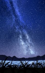 Preview wallpaper stars, starry sky, milky way, art, night, sky, grass