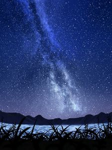 Preview wallpaper stars, starry sky, milky way, art, night, sky, grass