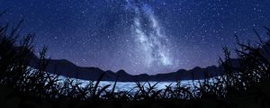 Preview wallpaper stars, starry sky, milky way, art, night, sky, grass