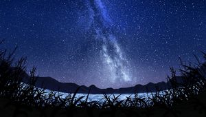 Preview wallpaper stars, starry sky, milky way, art, night, sky, grass
