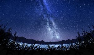 Preview wallpaper stars, starry sky, milky way, art, night, sky, grass