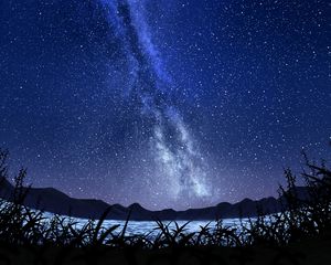 Preview wallpaper stars, starry sky, milky way, art, night, sky, grass