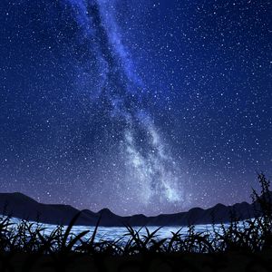 Preview wallpaper stars, starry sky, milky way, art, night, sky, grass