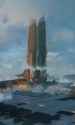 240x400 Wallpaper station, fantasy, future, smoke, art