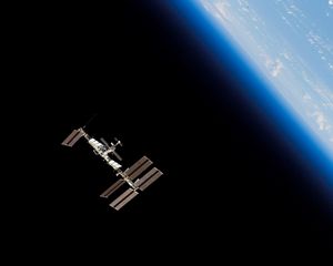 Preview wallpaper station iss, space, orbit, planet, earth