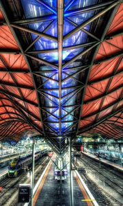 Preview wallpaper station, path, platform, roof, construction, hdr