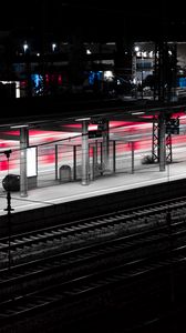 Preview wallpaper station, platform, rails, dark, backlight