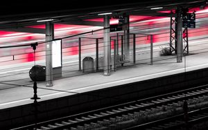 Preview wallpaper station, platform, rails, dark, backlight