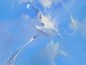 Preview wallpaper station, spaceship, sky, clouds, art