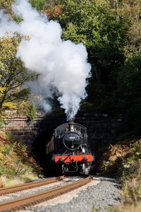 Preview wallpaper steam locomotive, locomotive, train, railroad, smoke