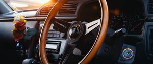 Preview wallpaper steering wheel, car, interior, salon, panel