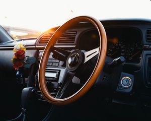 Preview wallpaper steering wheel, car, interior, salon, panel