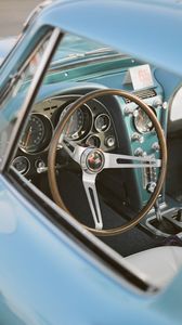Preview wallpaper steering wheel, car, retro, vintage
