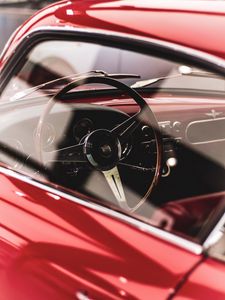 Preview wallpaper steering wheel, car, retro, salon, red