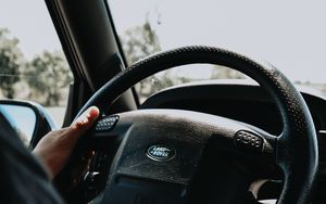 Preview wallpaper steering wheel, car, salon, hand