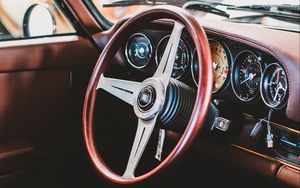 Preview wallpaper steering wheel, car, salon, seat
