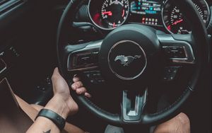 Preview wallpaper steering wheel, machine, hand, donuts, tattoo