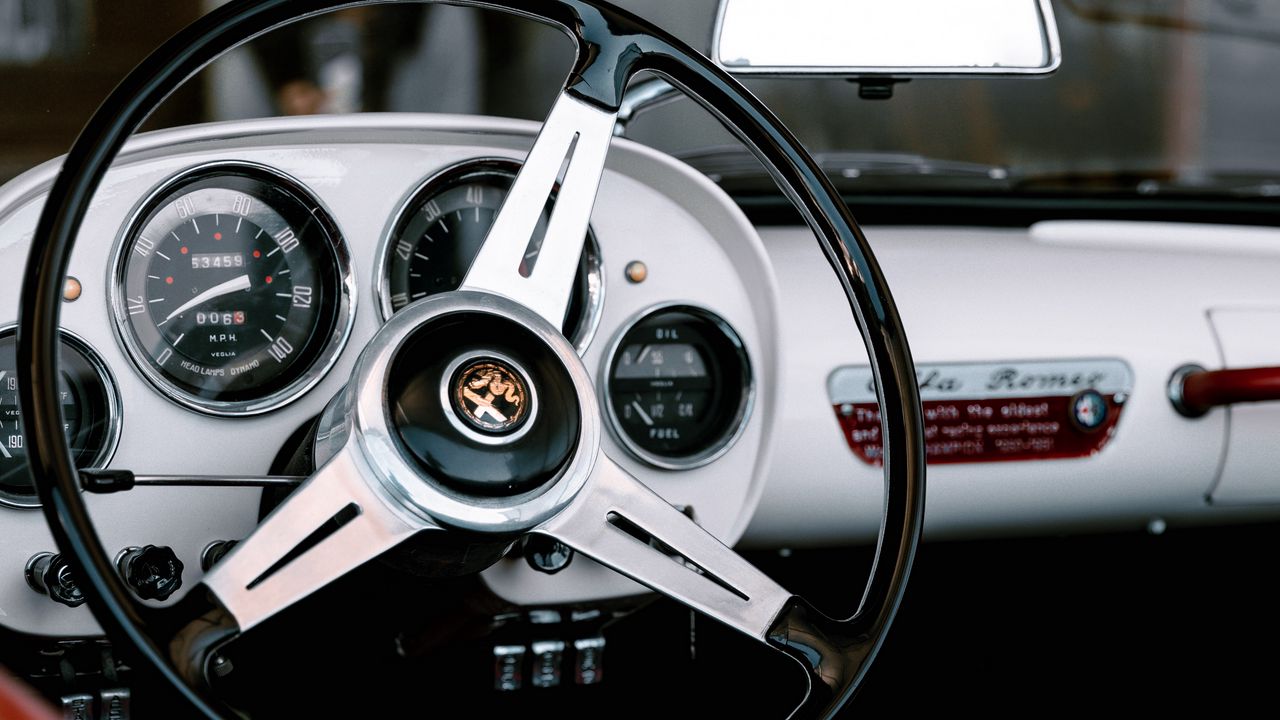 Wallpaper steering wheel, salon, retro, car