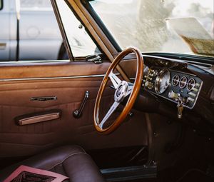 Preview wallpaper steering wheel, salon, vintage, retro