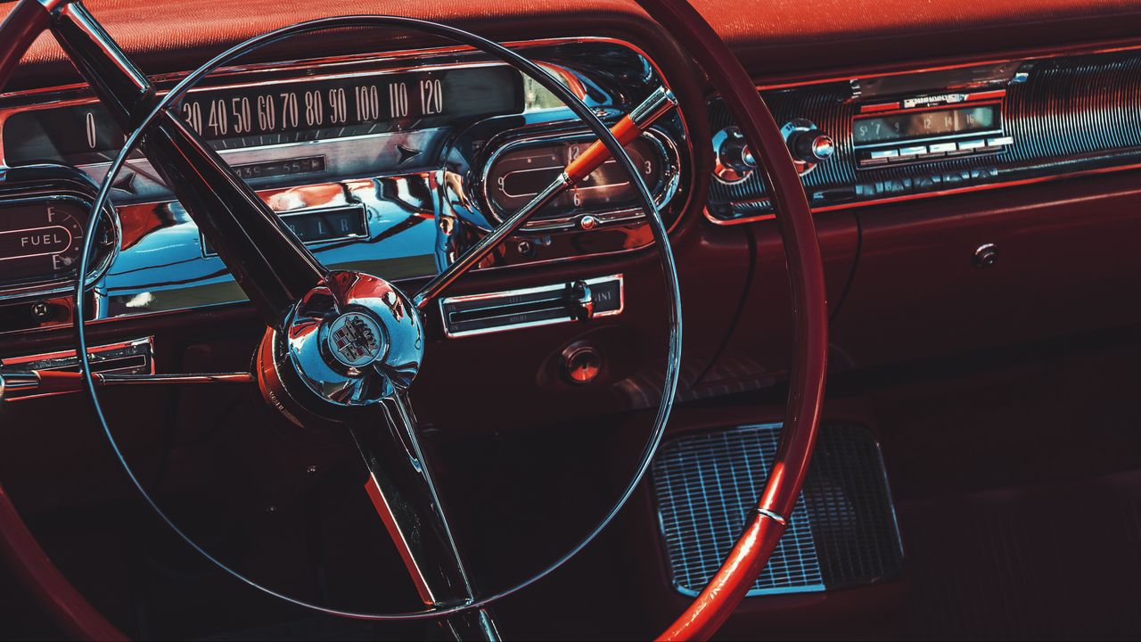 Wallpaper steering wheel, speedometer, car, retro